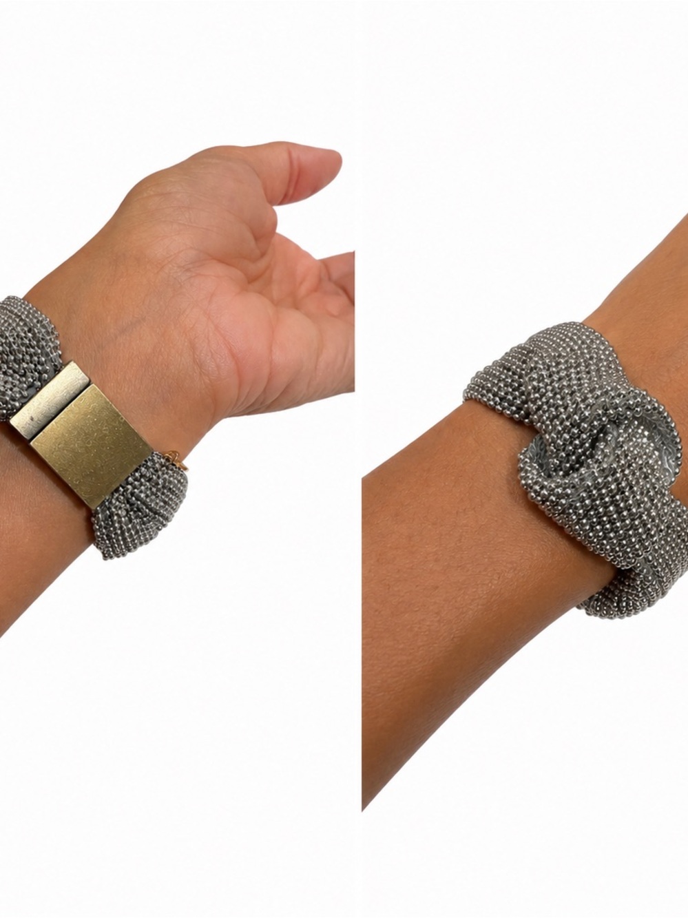 Serafina Silver Mesh Knot Statement Bracelet